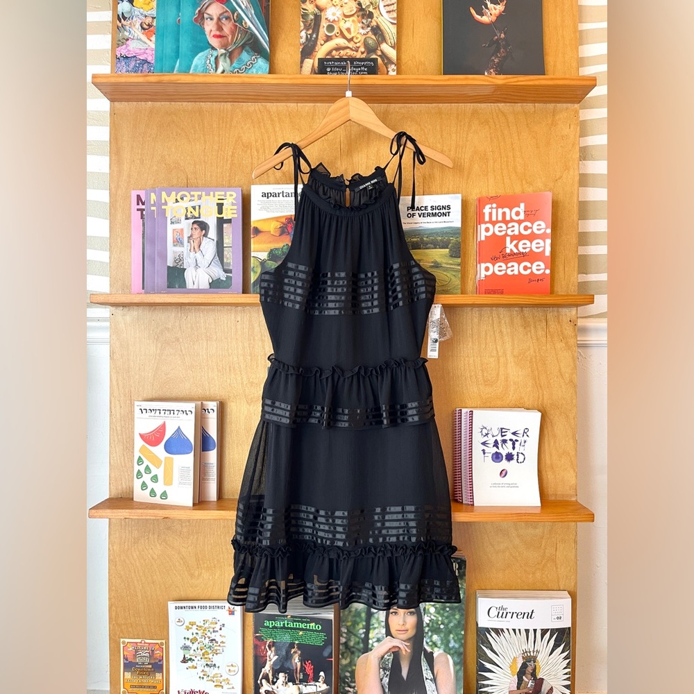 NWT gianni bini black layered mini dress sz 6